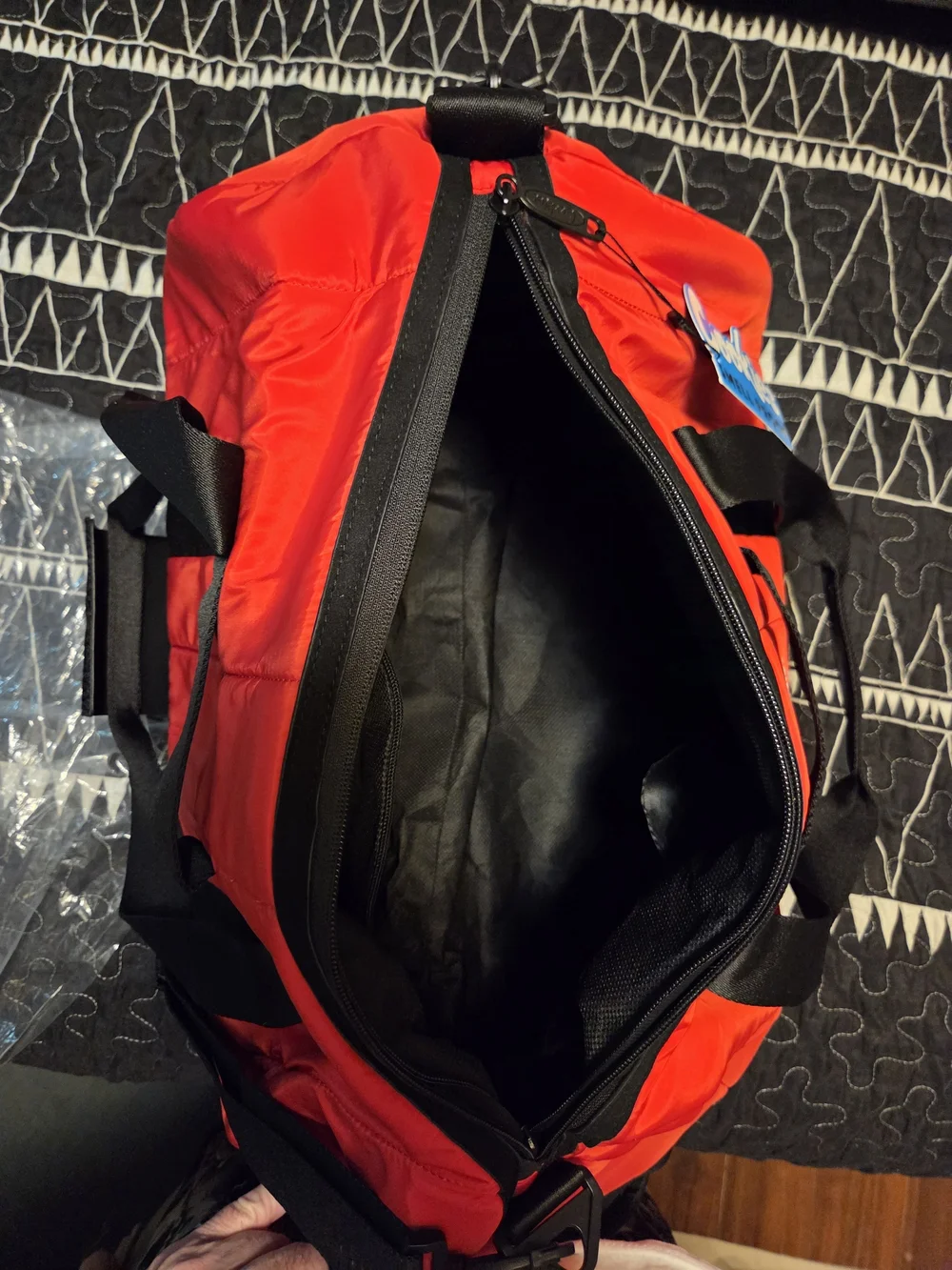 Cookies Red Quilted Duffel Bag for Men